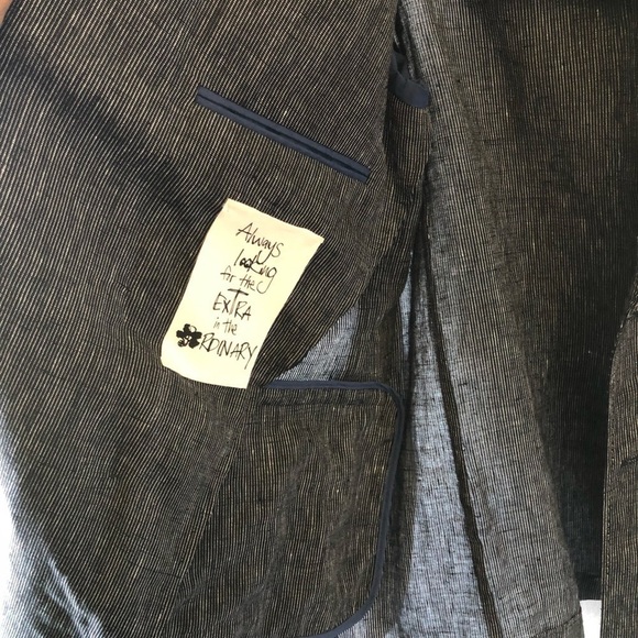 Ted Baker Black Naver-Fine Striped Linen Double-Breasted Blazer 4 40 - Picture 11 of 16